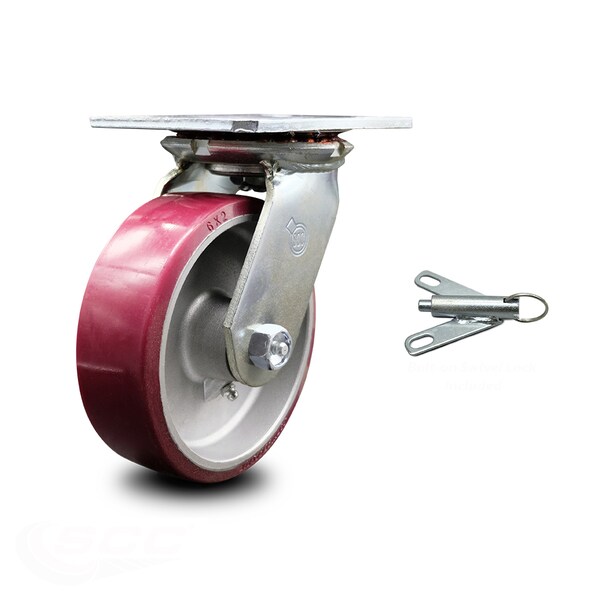 6 Inch Heavy Duty Poly on Aluminum Caster with Ball Bearing and Swivel Lock SCC